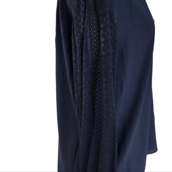 Club Monaco Navy Blue Lace Sleeve Blouse - Picture 12 of 13